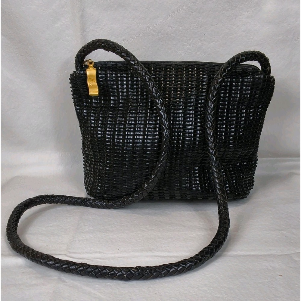 Stone Mountain Boho Black Weave Shoulder Bag Woven Handle